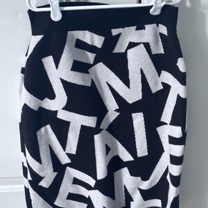 Maeve Black and White Letter-Print Pencil Skirt